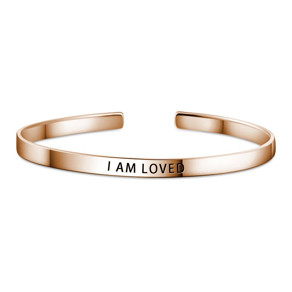 Pulseira Personalizada I AM LOVED Pulseira Chapado em Ouro Rosa