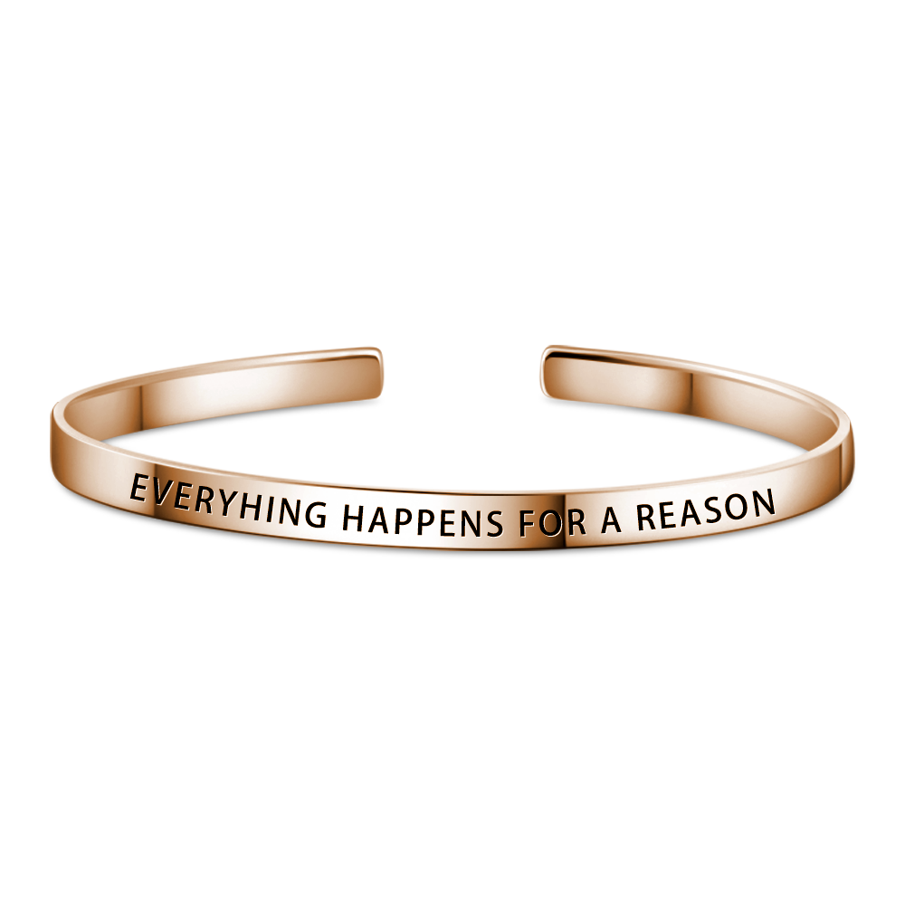 Pulseira Personalizada EVERYHING HAPPENS FOR A REASON Pulseira Chapado em Ouro Rosa