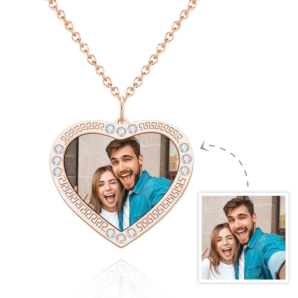 Colar Com Foto Personalizado Coração Diamante Simples Presentes Para Casal - soufeelbr