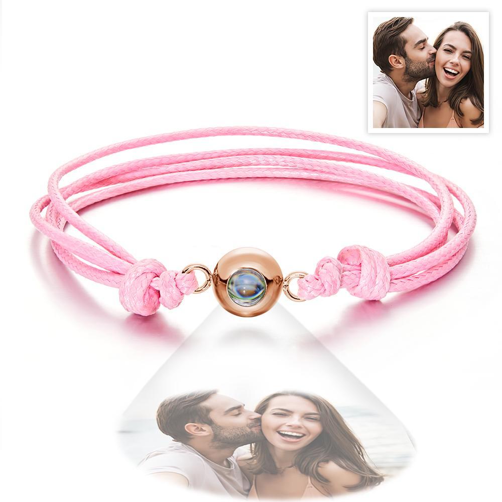 Pulseira De Foto De Projeção Personalizada Estilo Trançado Presente Colorido Para Casal - soufeelbr