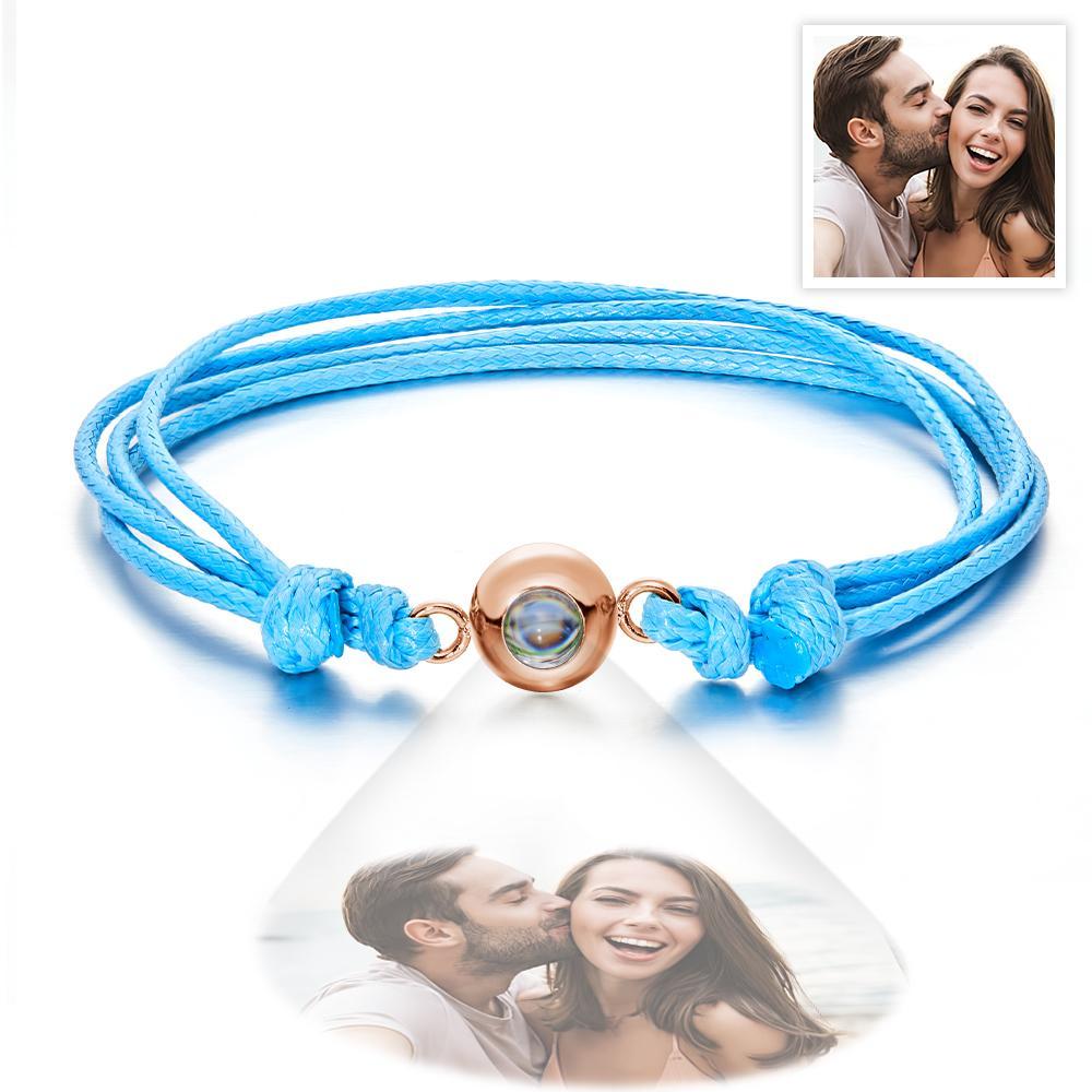 Pulseira De Foto De Projeção Personalizada Estilo Trançado Presente Colorido Para Casal - soufeelbr