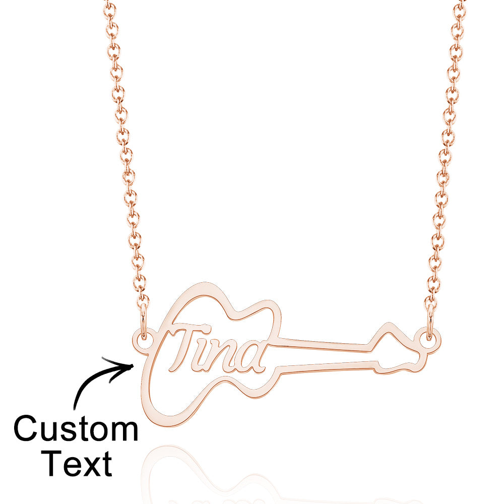 Colar Personalizado Em Forma De Guitarra Com Nome Punk Gargantilha Para Amante Da Música - soufeelbr