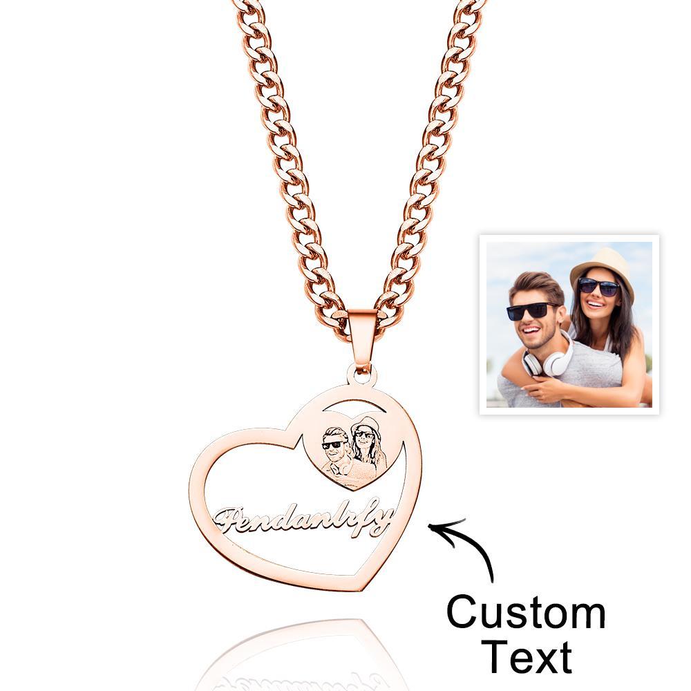 Colar De Coração Com Halo Gravado Com Foto Personalizada Em Ouro, Prata E Ouro Rosa Com Pingente De Medalhão Em Forma De Coração Colar De Coração Com Foto - soufeelbr