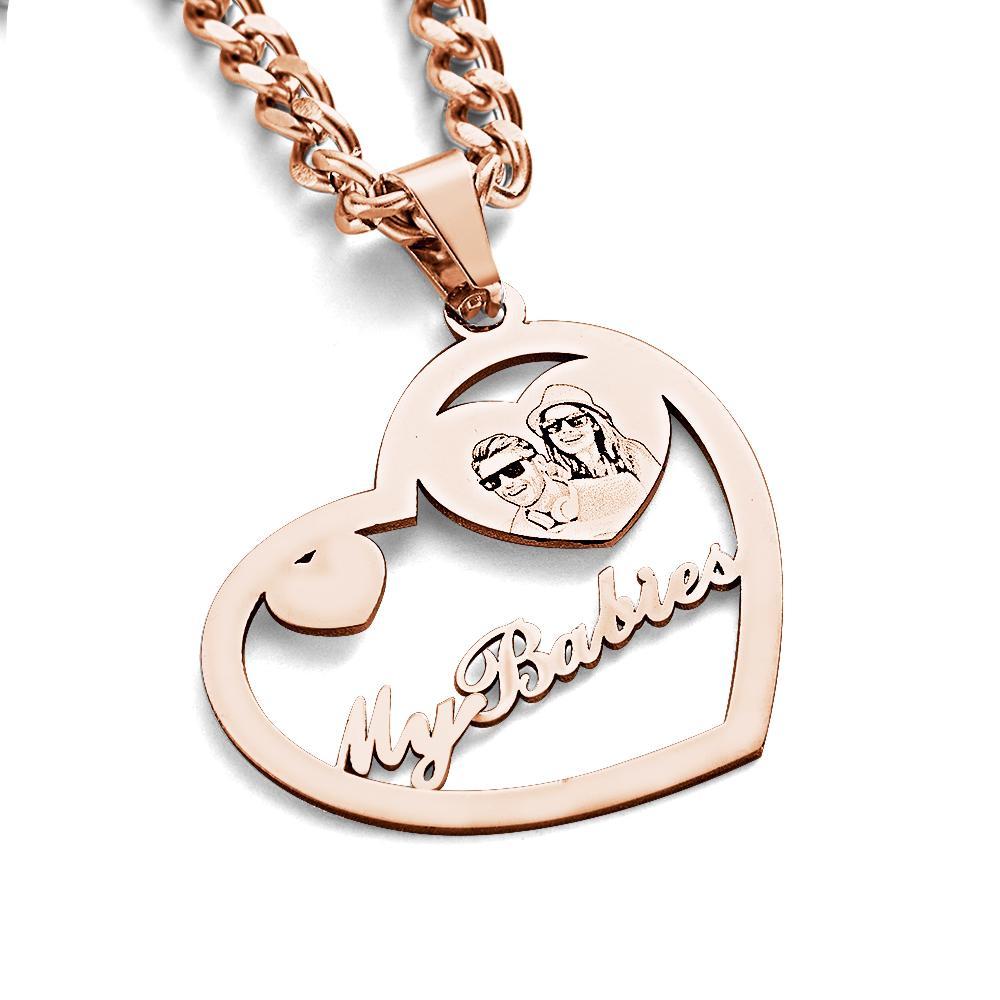 Colar De Coração Com Halo Gravado Com Foto Personalizada Em Ouro, Prata E Ouro Rosa Com Pingente De Medalhão Em Forma De Coração Colar De Coração Com Foto - soufeelbr