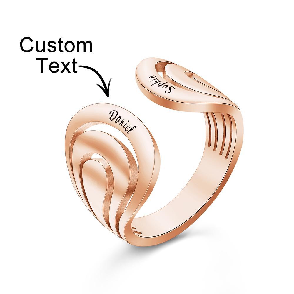 Anéis De Nome De Abraço Gravados Personalizados Novo Design De Presente Para Ela - soufeelbr