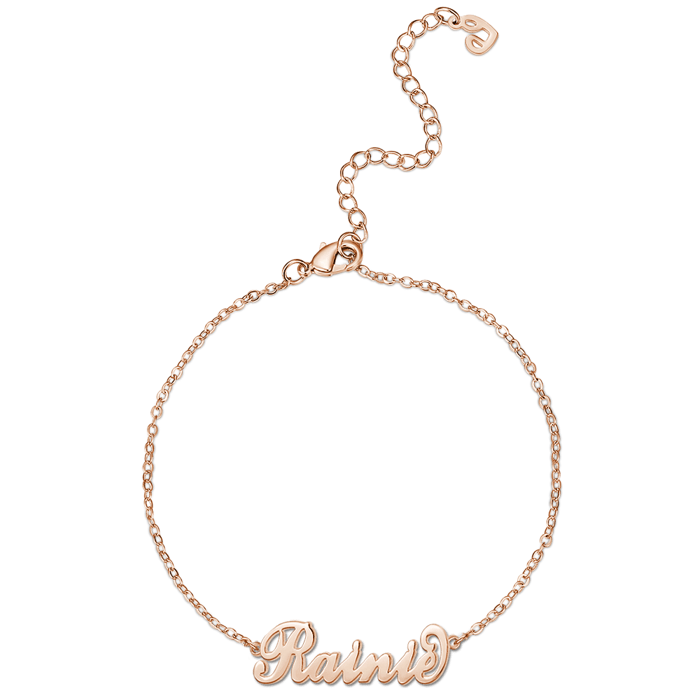 Pulseira Personalizada Infantil Pulseira com Nome Banhado a Ouro 14k - Comprimento Ajustável