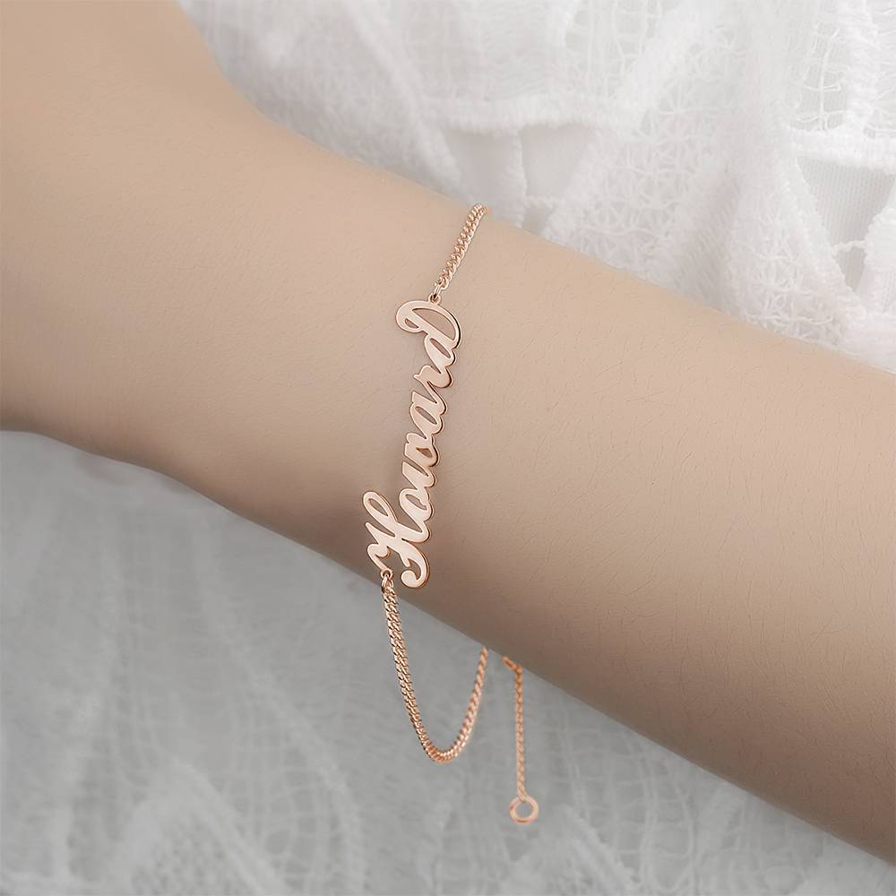 Pulseira Personalizada Pulseira com Nome Personalizado, Qualquer Pulseira com Nome Banhado a Ouro Rosa