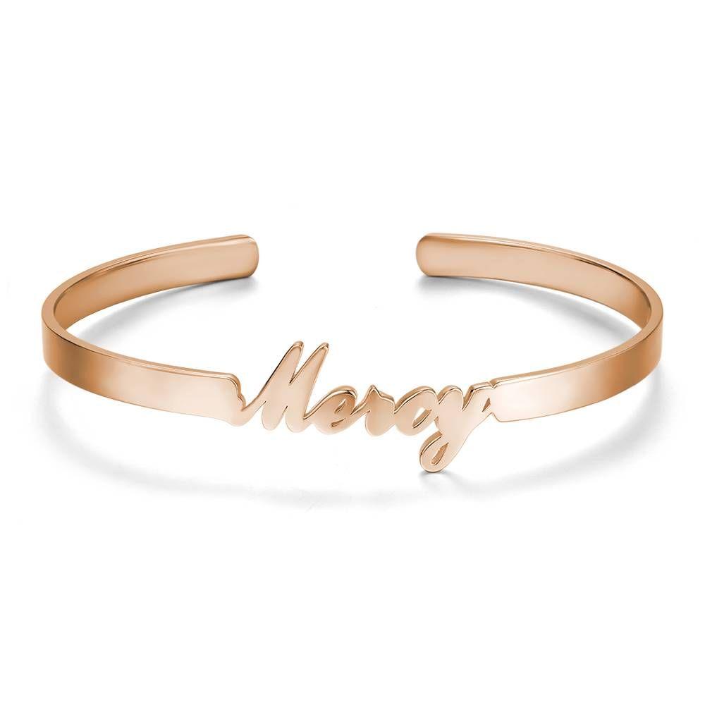 Pulseira Personalizada Pulseira com Nome de Estilo Simples Banhado a Ouro Rosa