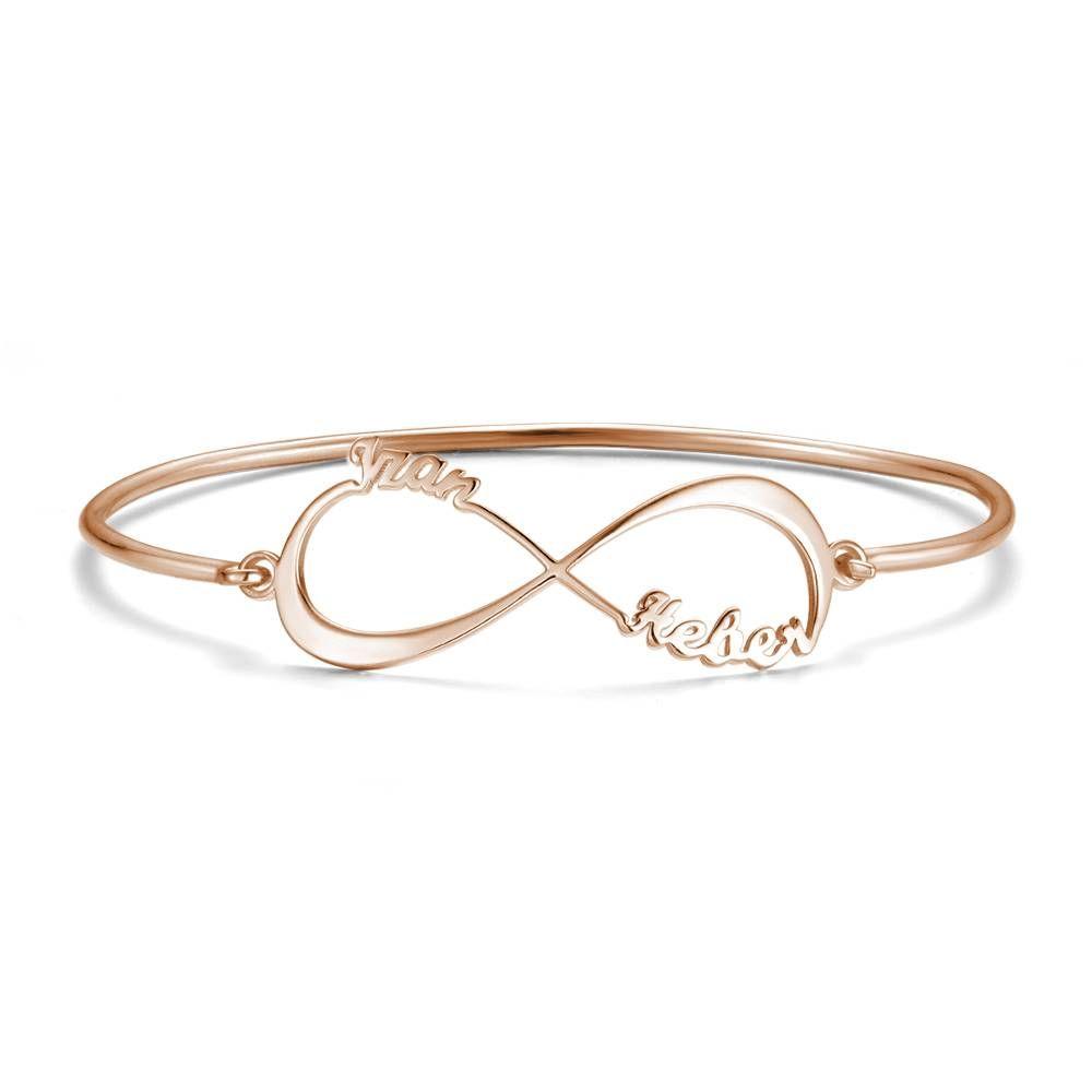 Pulseira Personalizada Pulseira com Nome, Pulseira com Nome de Infinidade de Dois Nomes Banhado a Ouro Rosa