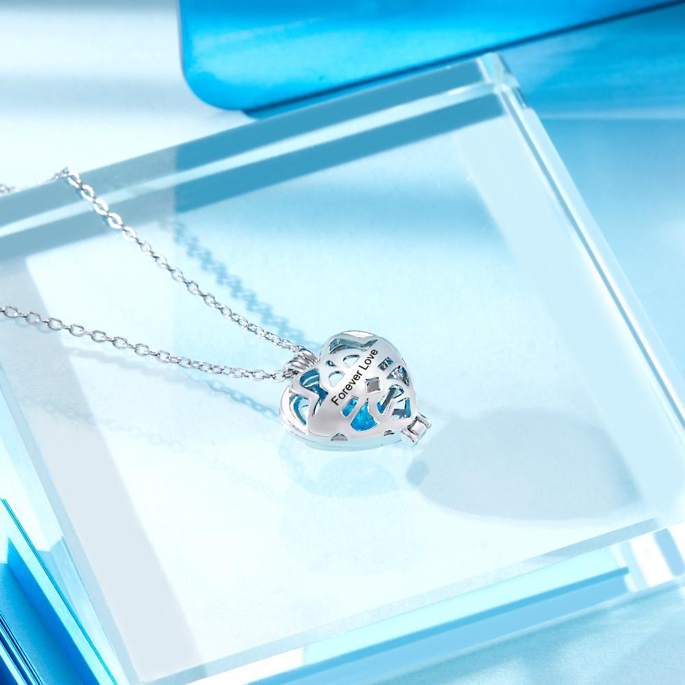 Colar De Pedra De Nascimento Personalizado Gravado Oco Em Forma De Coração Flutuante Pingente De Pedra De Nascimento Para Mulheres - soufeelbr