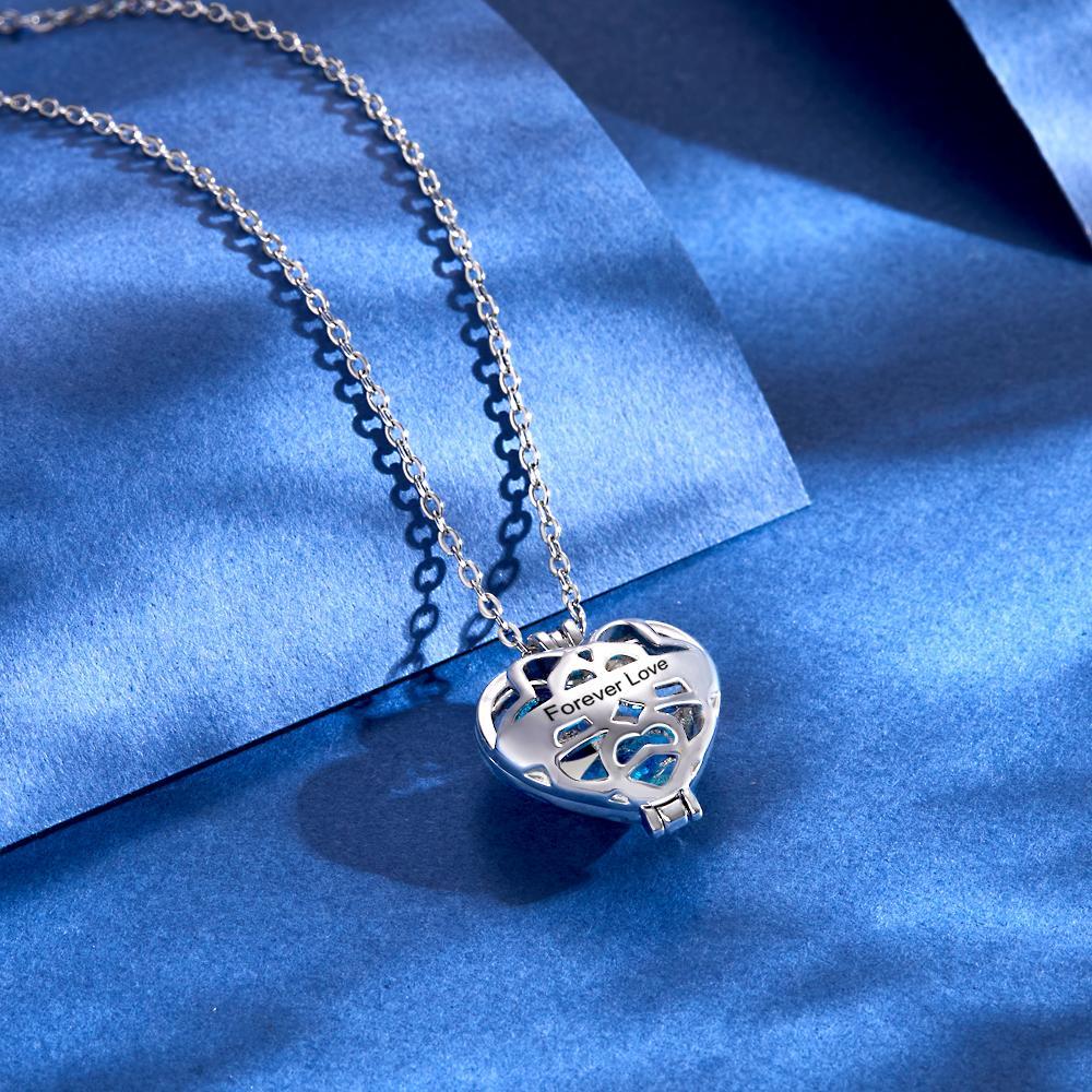 Colar De Pedra De Nascimento Personalizado Gravado Oco Em Forma De Coração Flutuante Pingente De Pedra De Nascimento Para Mulheres - soufeelbr