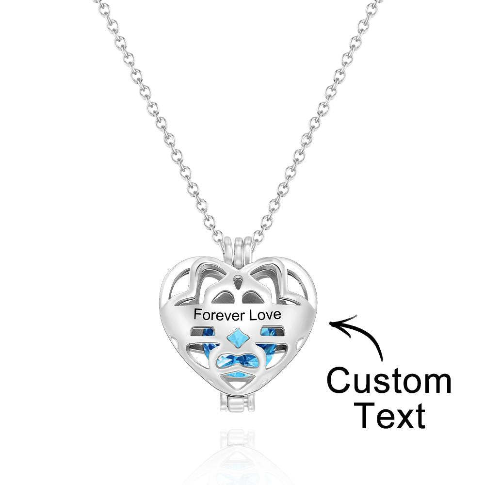 Colar De Pedra De Nascimento Personalizado Gravado Oco Em Forma De Coração Flutuante Pingente De Pedra De Nascimento Para Mulheres - soufeelbr