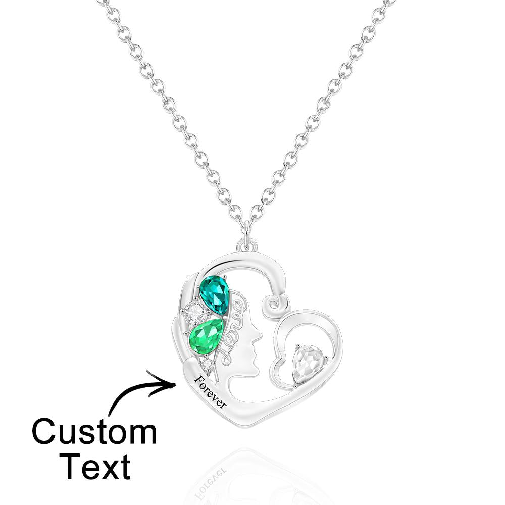 Colar Feminino De Pedra De Nascimento Personalizado Com Pingente De Coração Gravado Presentes - soufeelbr