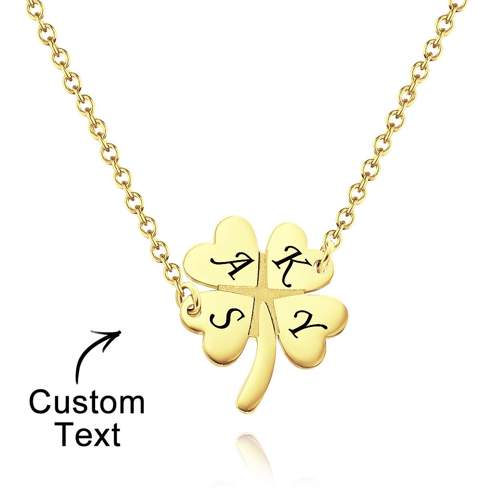 Colar Gravado Personalizado Amoroso Colar Folha Da Sorte Presente Para Mulheres - soufeelbr