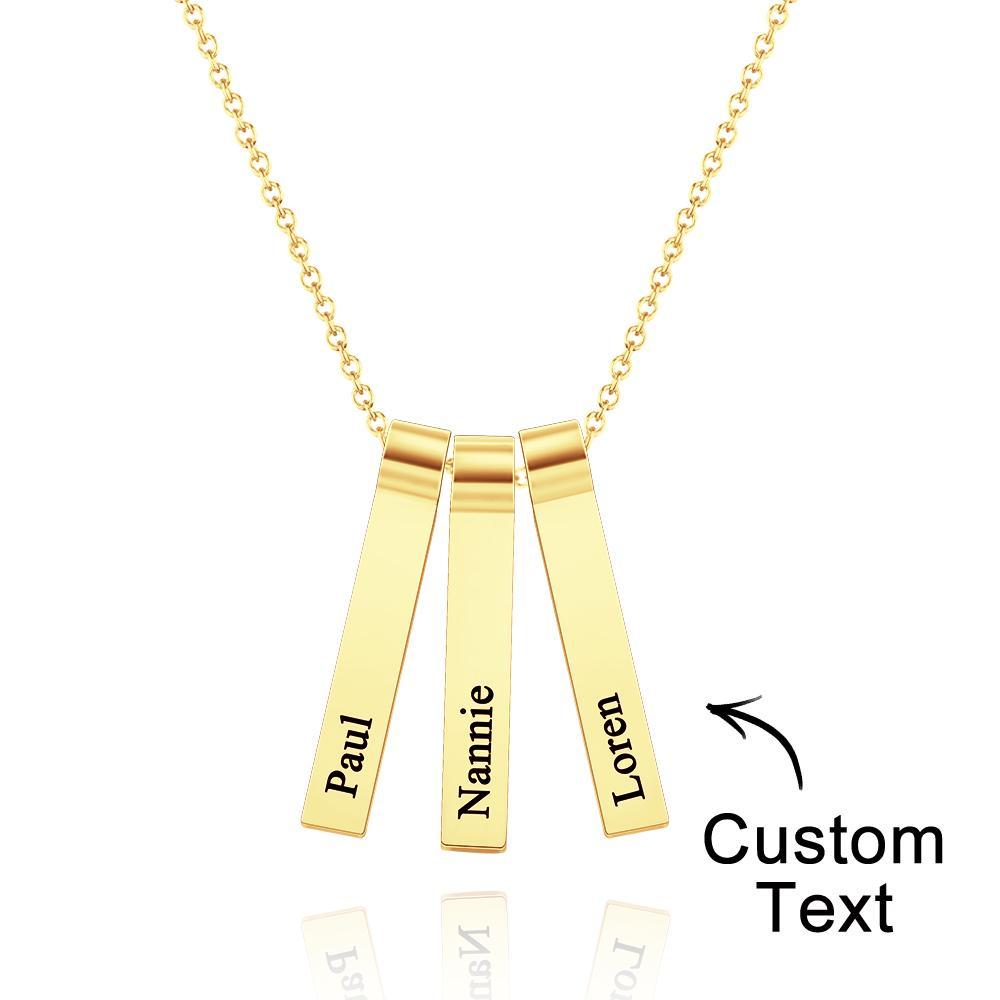 Colar De 1 A 5 Nomes Vertical Personalizado Com Pingente Elegante Personalizado Para Ela - soufeelbr