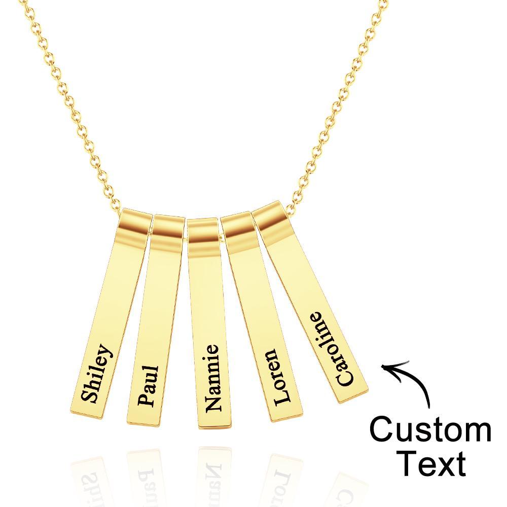 Colar De 1 A 5 Nomes Vertical Personalizado Com Pingente Elegante Personalizado Para Ela - soufeelbr