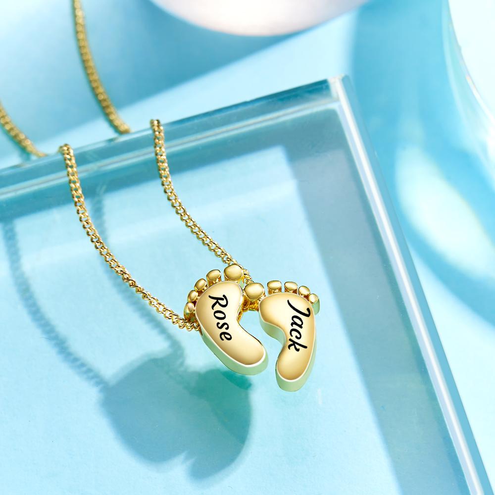 Colar Gravado Personalizado Com Pegada Para Presentes Comemorativos - soufeelbr