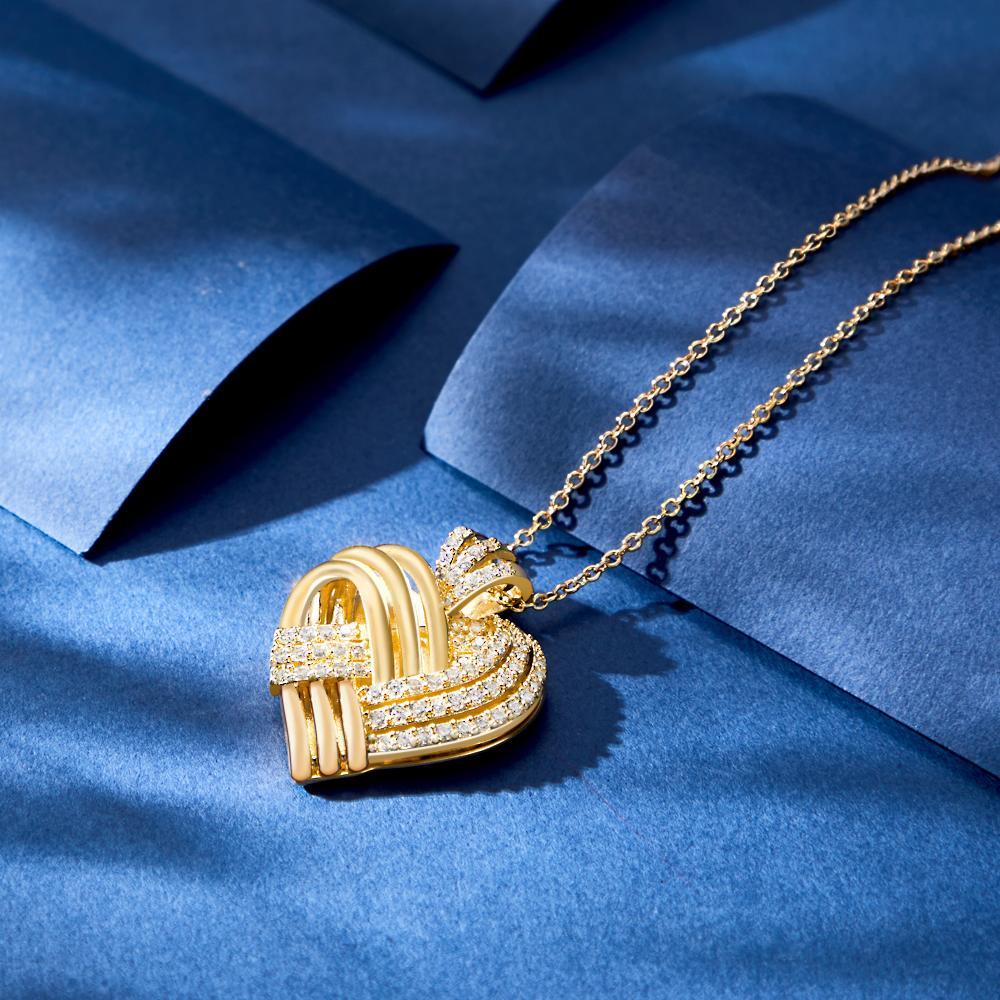 Colar De Coração Personalizado Tecido Com Pingente Gravado Personalizado Presentes Para Ela - soufeelbr