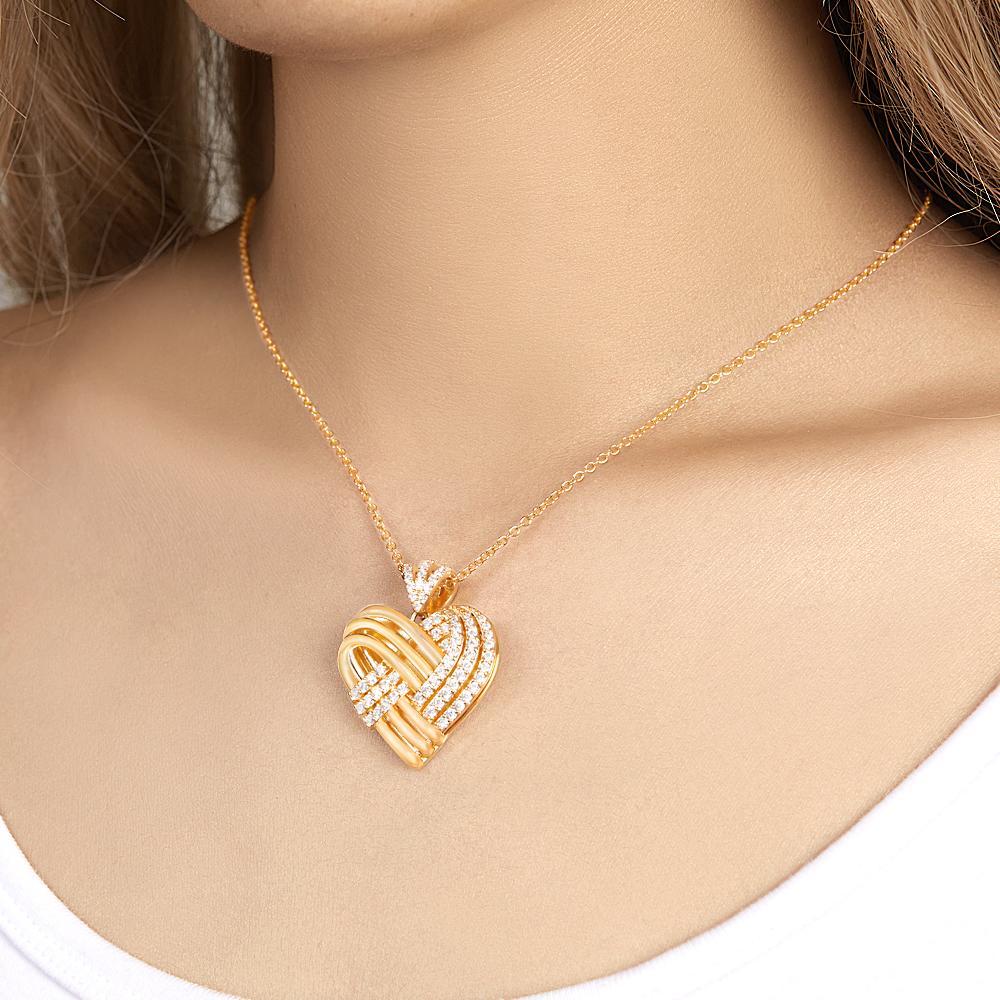 Colar De Coração Personalizado Tecido Com Pingente Gravado Personalizado Presentes Para Ela - soufeelbr