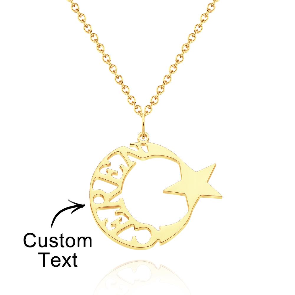 Colar Gravado Personalizado Com Pingente De Estrela Oca Presente Para Mulheres - soufeelbr