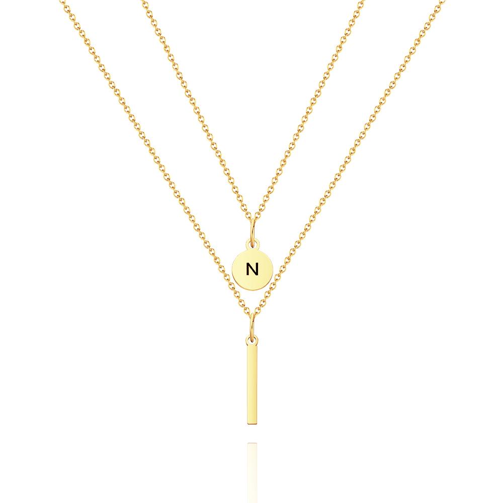 Conjunto De Colares Combinados De Colar Com Disco Gravado Personalizado Colar Inicial Gravada