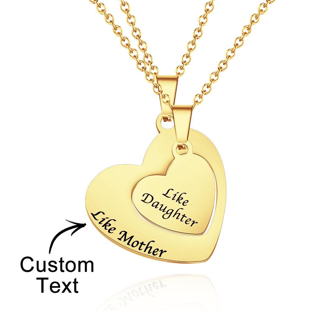 Conjunto De Colares De Coração Oco Gravado Personalizado Colar De Pingente De Coração Elegante - soufeelbr