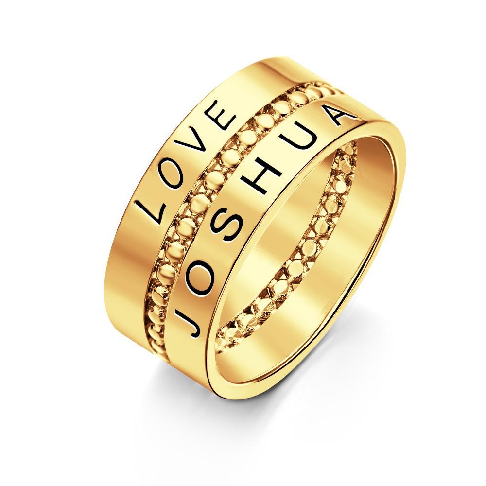 Presente Personalizado Para O Dia Das Mães Anéis De Empilhamento Personalizados Anel Com Nome Em Ouro Cheio De Ouro - soufeelbr