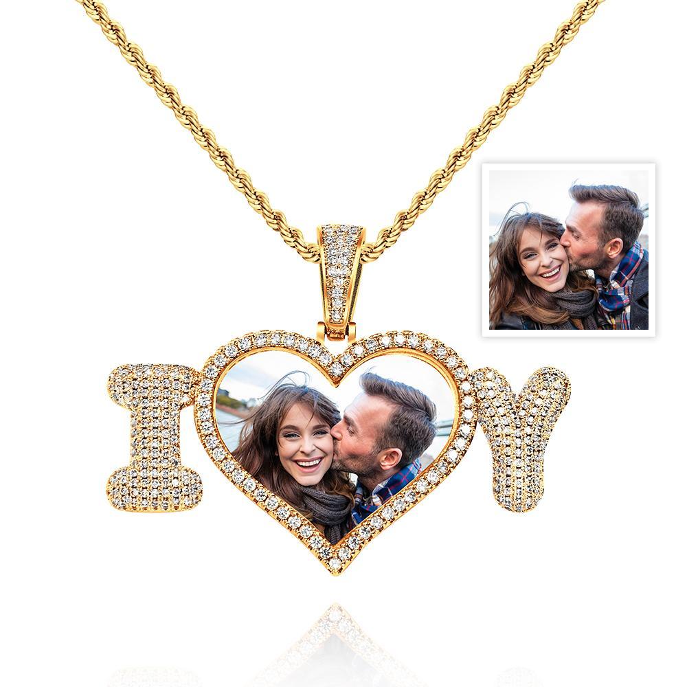 Colar De Carta Com Foto Personalizada Suéter Com Personalidade De Hip Hop Corrente Para Presente De Casal - soufeelbr