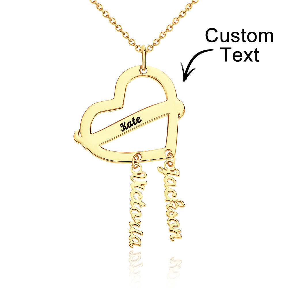 Colar De Coração De Apanhador De Sonhos Gravado Personalizado Com Pingente De Nomes Presentes Exclusivos - soufeelbr