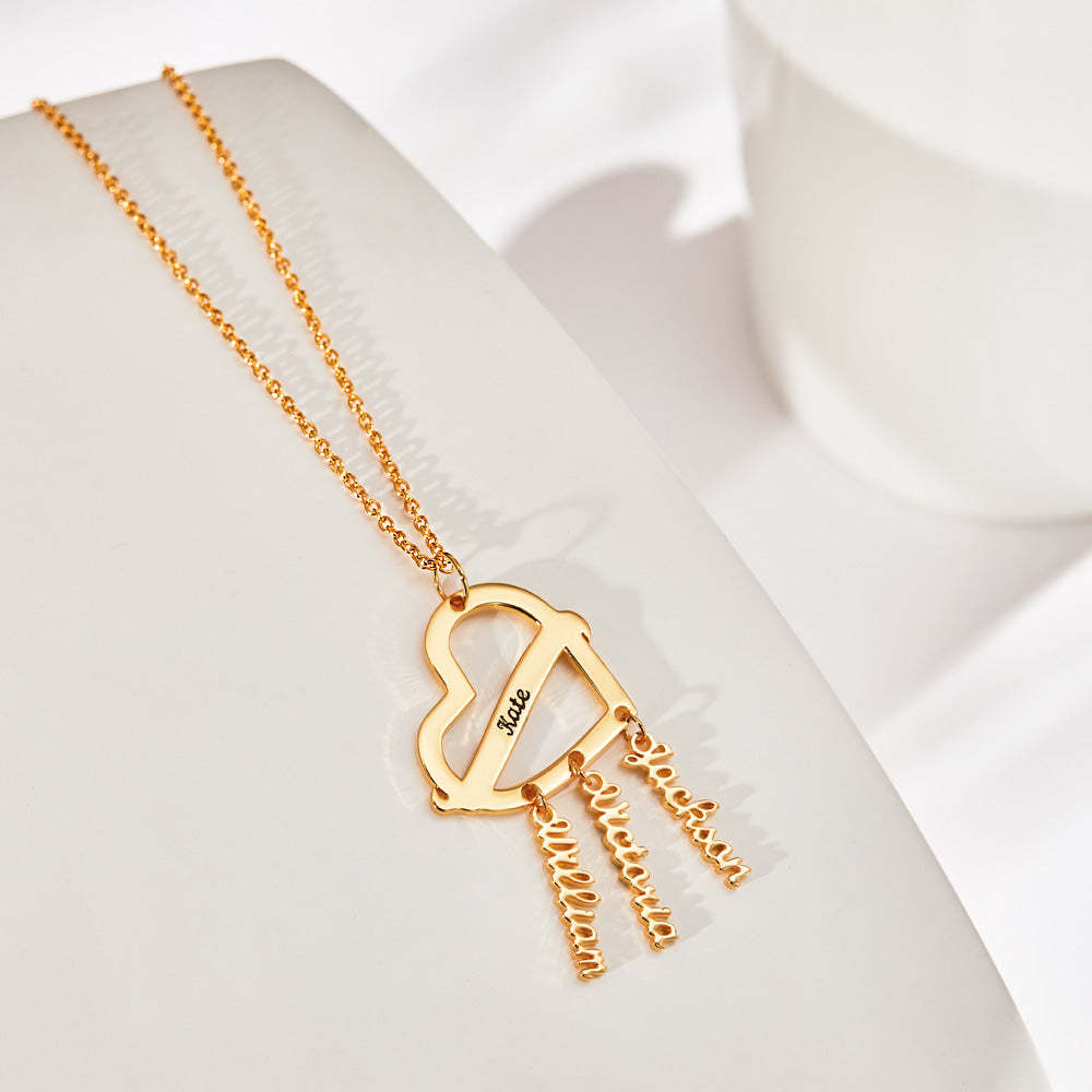Colar De Coração De Apanhador De Sonhos Gravado Personalizado Com Pingente De Nomes Presentes Exclusivos - soufeelbr