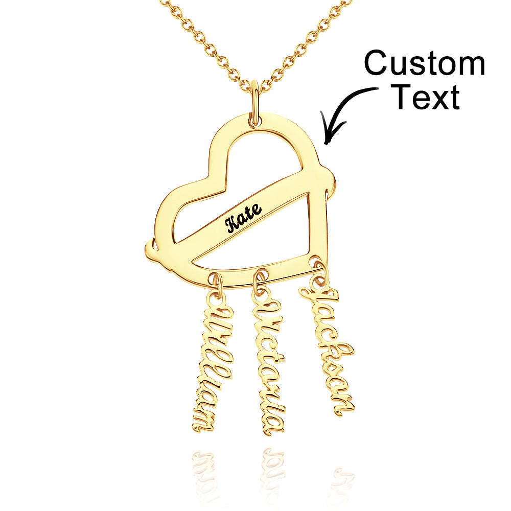 Colar De Coração De Apanhador De Sonhos Gravado Personalizado Com Pingente De Nomes Presentes Exclusivos - soufeelbr