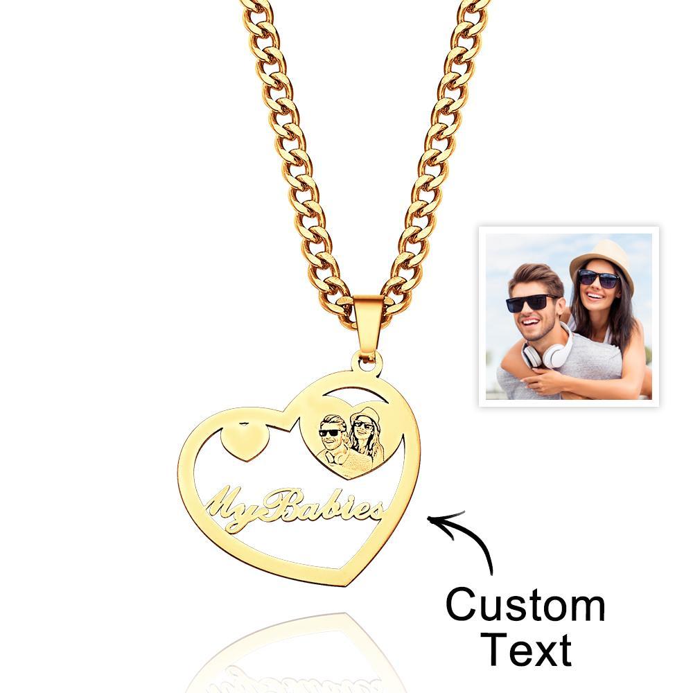 Colar De Coração Com Halo Gravado Com Foto Personalizada Em Ouro, Prata E Ouro Rosa Com Pingente De Medalhão Em Forma De Coração Colar De Coração Com Foto - soufeelbr