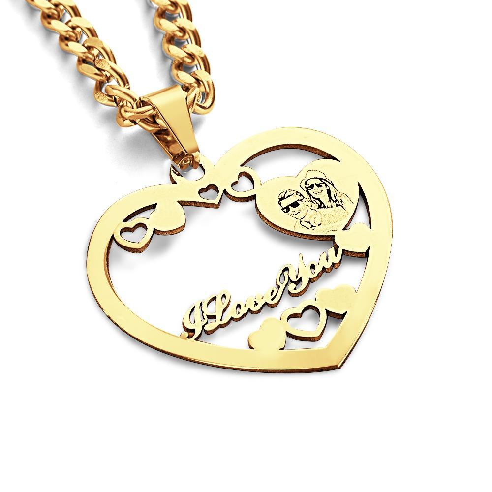 Colar De Coração Com Halo Gravado Com Foto Personalizada Em Ouro, Prata E Ouro Rosa Com Pingente De Medalhão Em Forma De Coração Colar De Coração Com Foto - soufeelbr