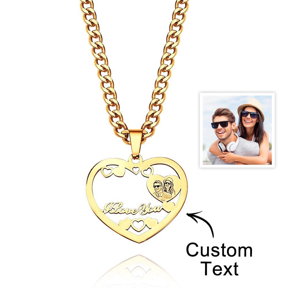 Colar De Coração Com Halo Gravado Com Foto Personalizada Em Ouro, Prata E Ouro Rosa Com Pingente De Medalhão Em Forma De Coração Colar De Coração Com Foto - soufeelbr