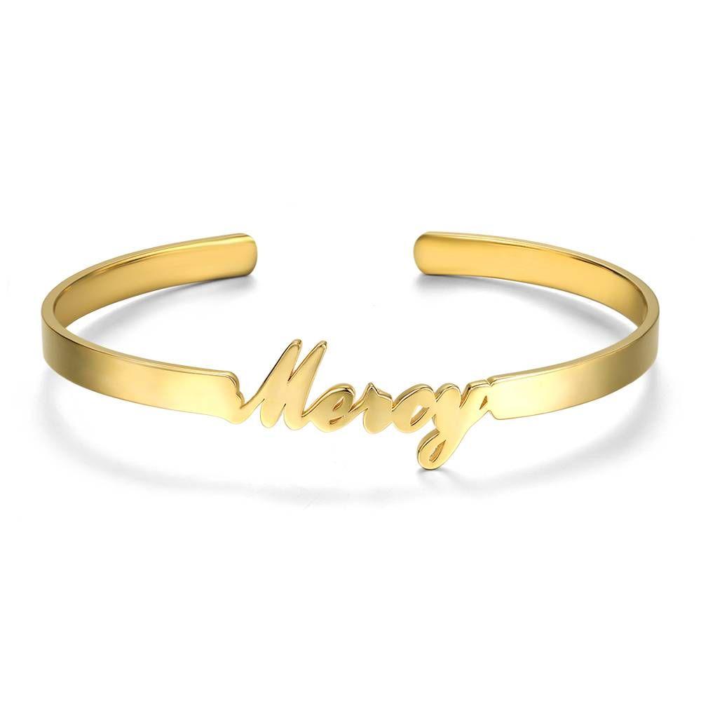 Pulseira Personalizada Pulseira com Nome de Estilo Simples Banhado a Ouro 14K