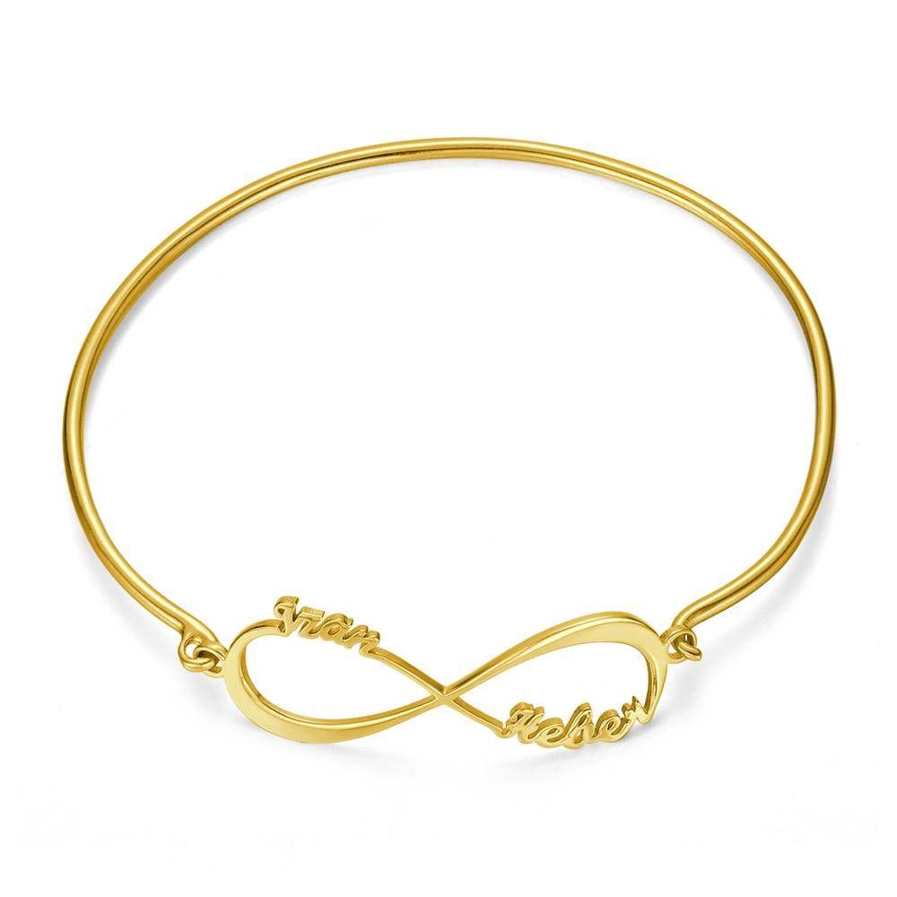 Pulseira Personalizada Pulseira com Nome, Pulseira com Nome de Infinidade de Dois Nomes Banhado a Ouro 14K