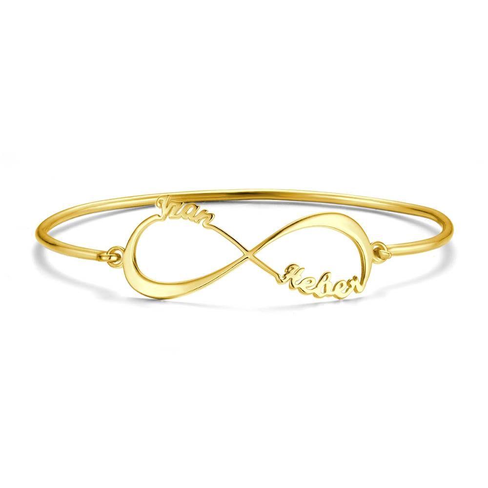Pulseira Personalizada Pulseira com Nome, Pulseira com Nome de Infinidade de Dois Nomes Banhado a Ouro 14K