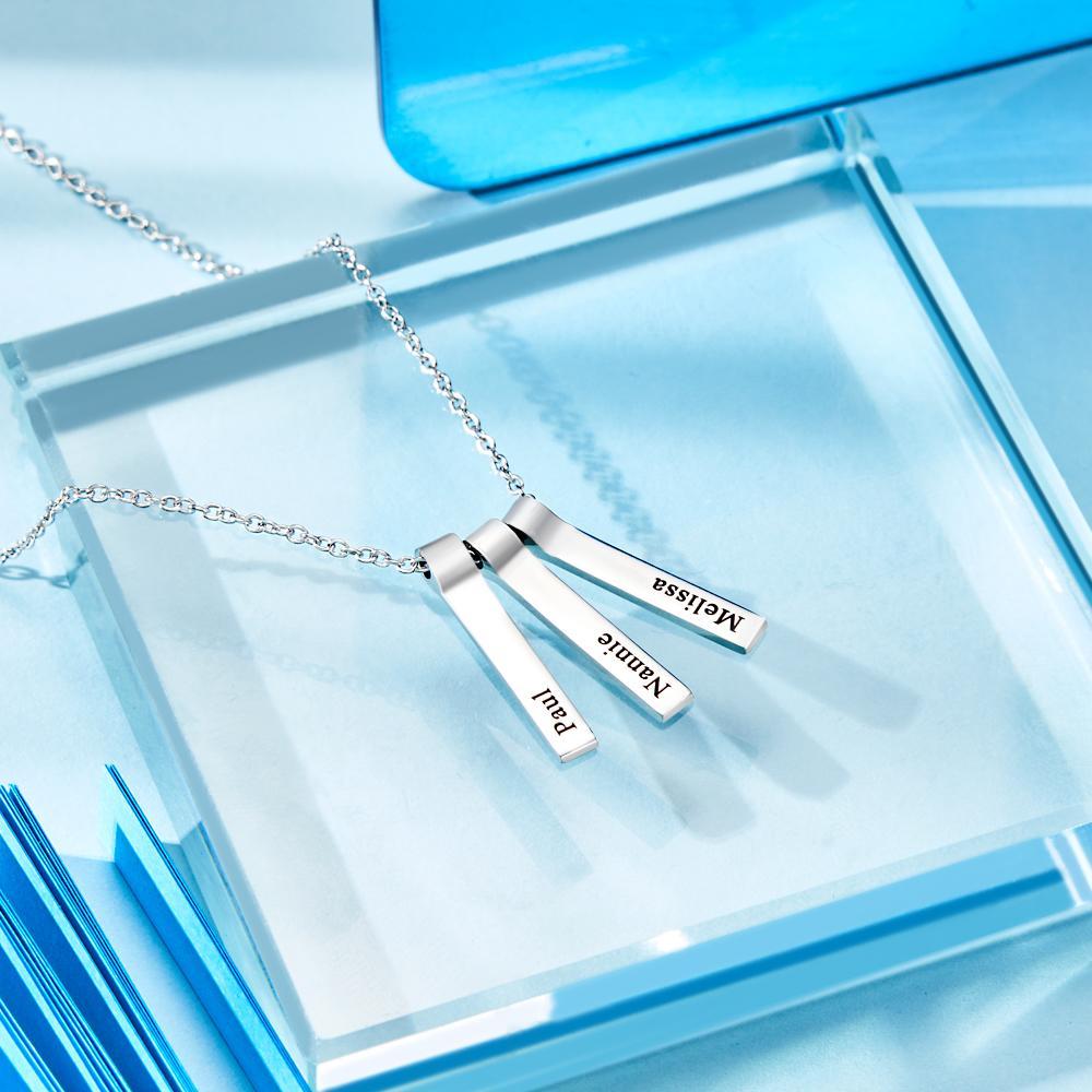 Colar De 1 A 5 Nomes Vertical Personalizado Com Pingente Elegante Personalizado Para Ela - soufeelbr