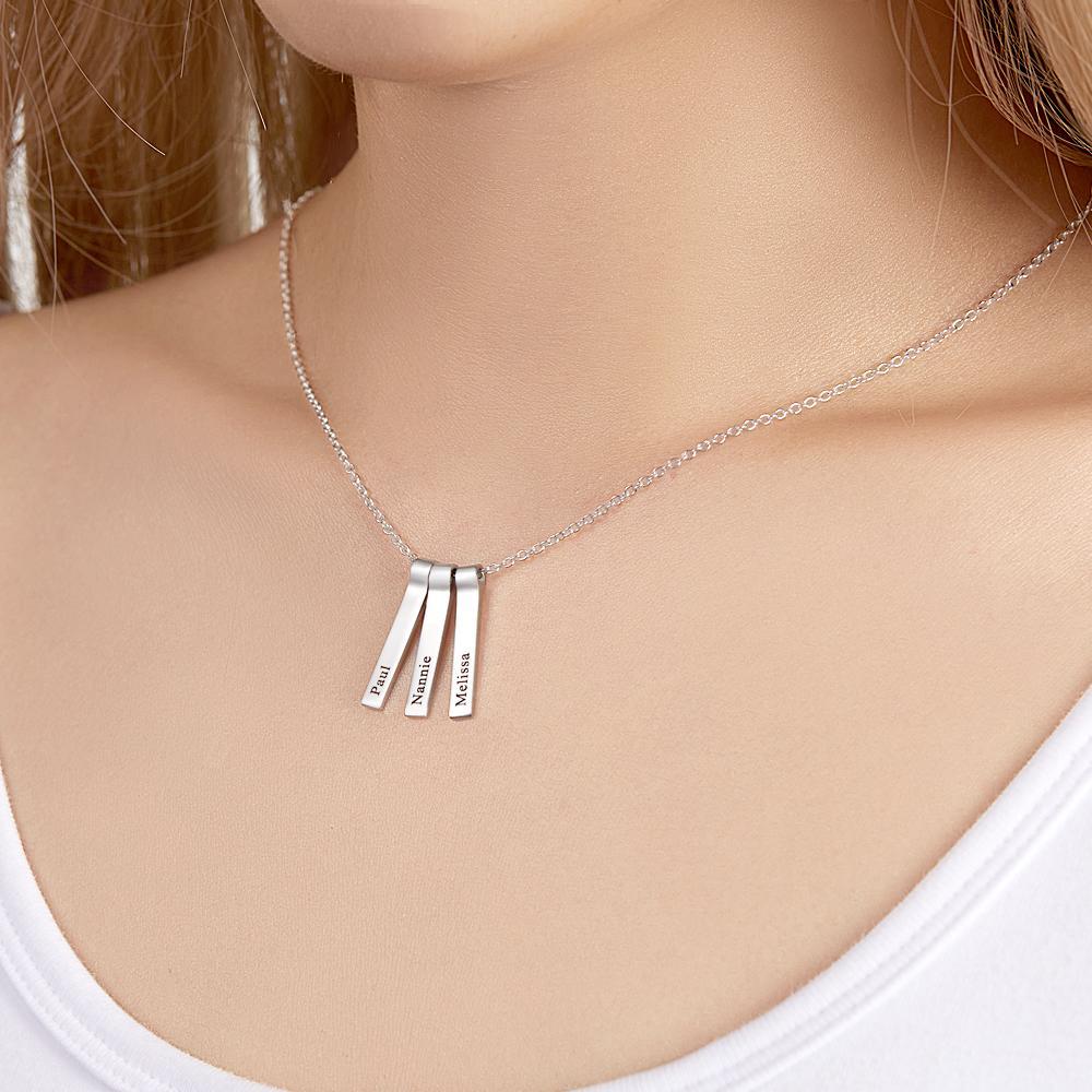 Colar De 1 A 5 Nomes Vertical Personalizado Com Pingente Elegante Personalizado Para Ela - soufeelbr