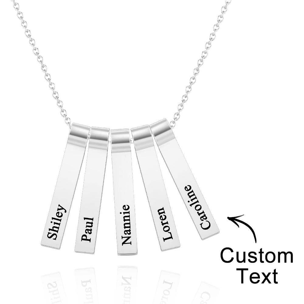 Colar De 1 A 5 Nomes Vertical Personalizado Com Pingente Elegante Personalizado Para Ela - soufeelbr