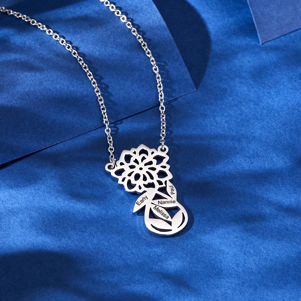 Colar personalizado gravado flor oco presentes requintados - soufeelbr