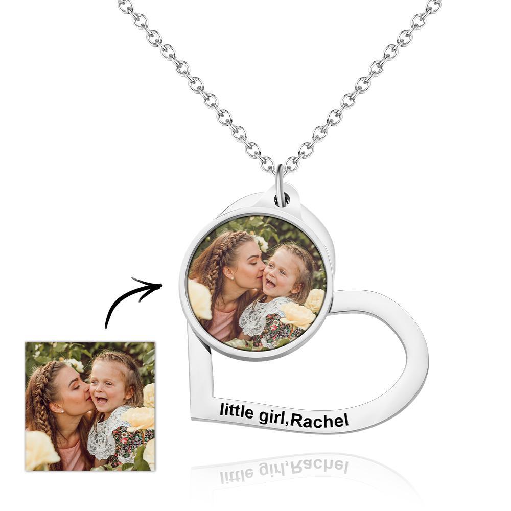 Colar personalizado com foto gravada presentes criativos em forma de coração - soufeelbr