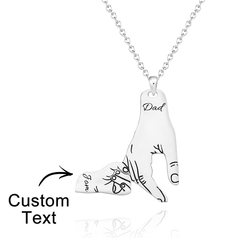 Colar Gravado Personalizado Mãos Grandes Mãos Pequenas Colar Nome Criativo Presente - soufeelbr