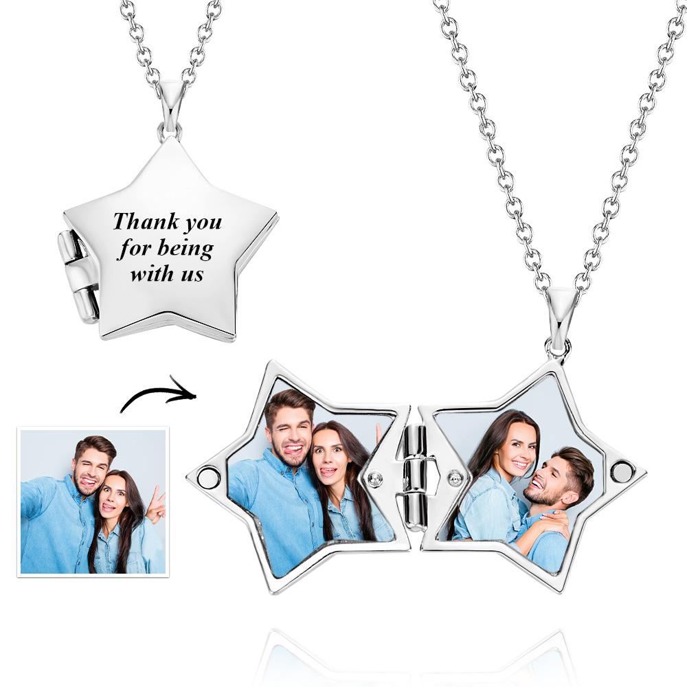 Colar De Medalhão Com Foto De Estrela Personalizado Com Pingente De Foto Memorial Gravado Presente Para Ela - soufeelbr