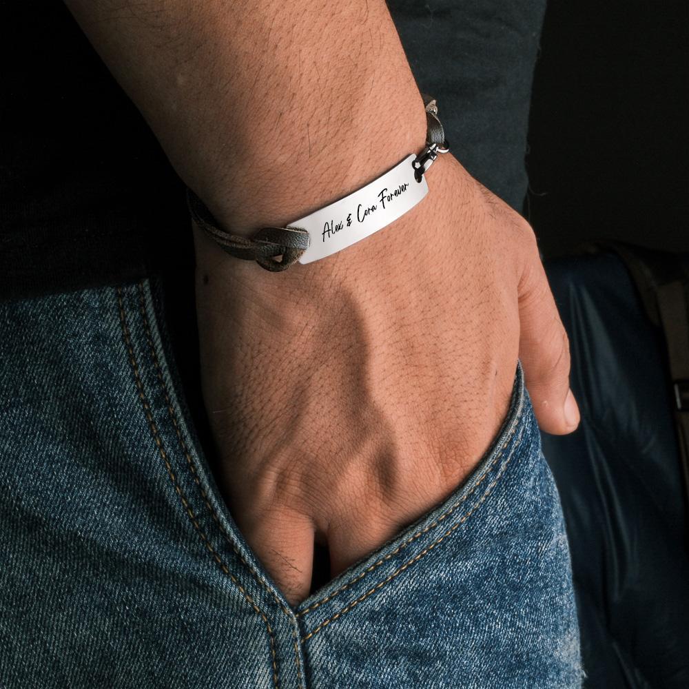 Pulseira Masculina Gravada Personalizada Com Data, Coordenadas, Hora, Inicial, Namorado, Casais, Pulseira Com Nome - soufeelbr