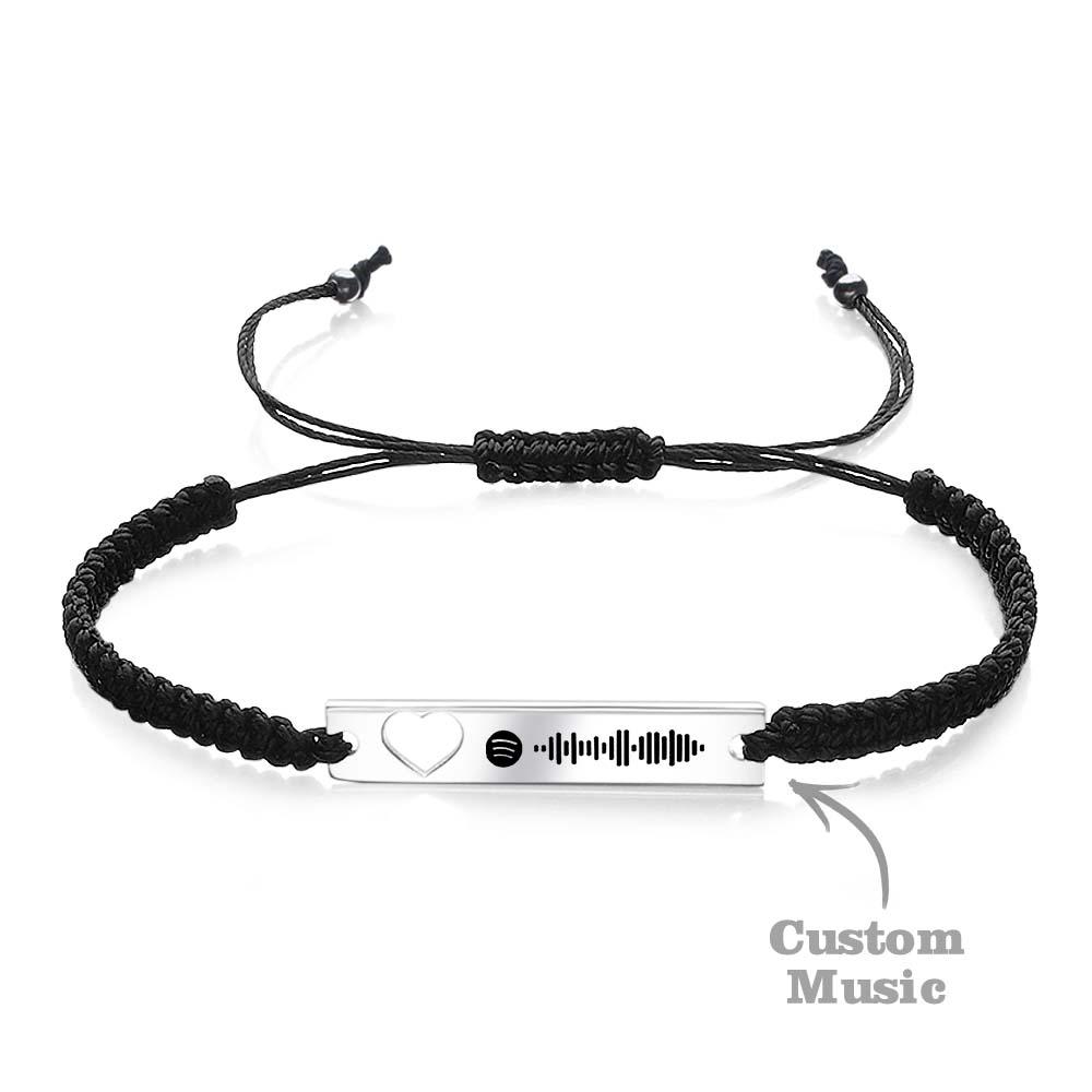 Pulseira Personalizada Com Código Spotify Que Pode Ser Escaneada, Presente Para Casal De Corda Trançada - soufeelbr