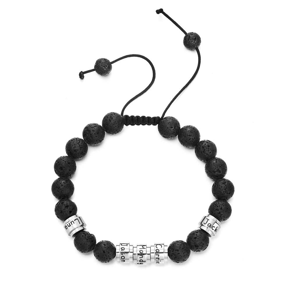 Pulseira Masculina Com Miçangas Personalizadas Com Pedras De Lava, Melhor Presente Para Melhor Amiga - soufeelbr