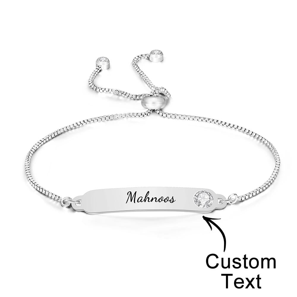 Pulseira Gravada Personalizada Com Nome Pulseira Simples Presentes De Strass - soufeelbr
