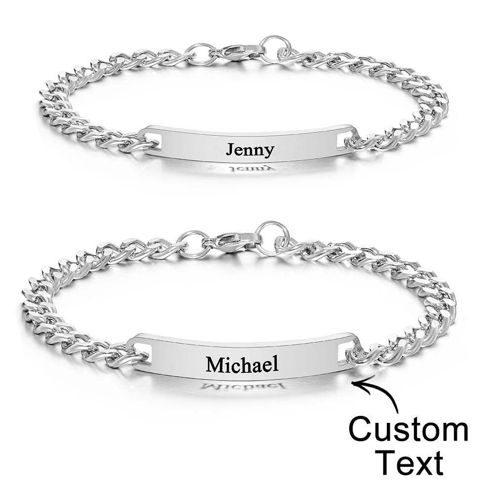 Conjunto De Pulseiras Gravadas Personalizadas Pulseira Fashion Personalizada Para Casais - soufeelbr