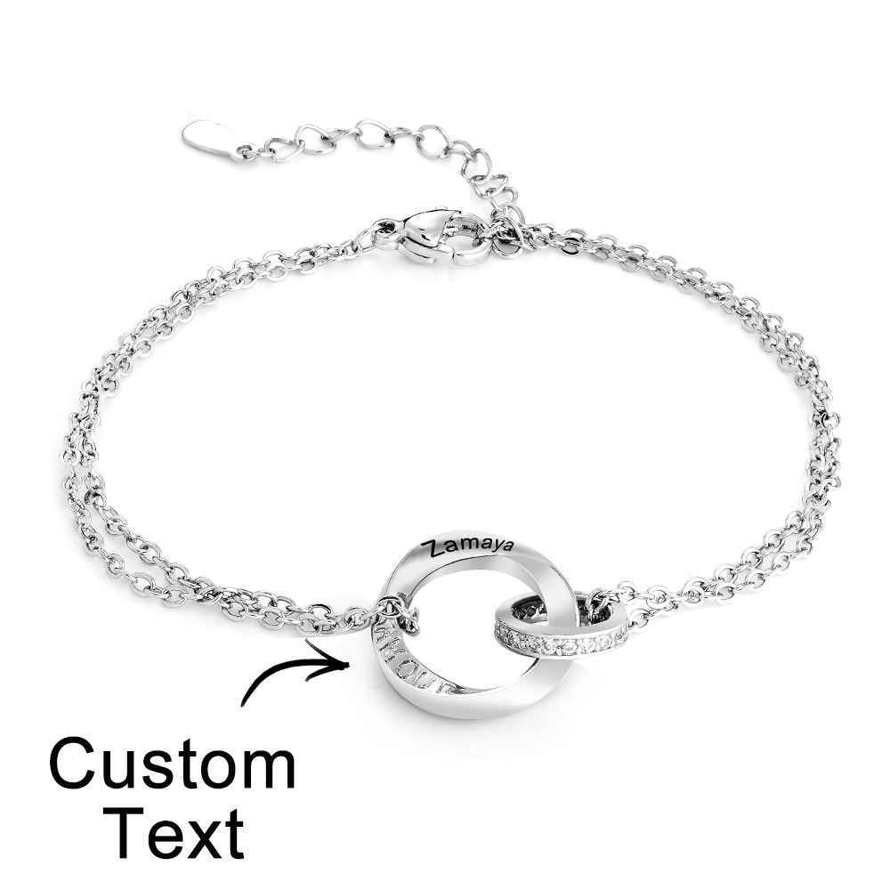 Pulseira Casal Elegante Gravada Personalizada Trançada Bracelete Presentes De Dia Dos Namorados - soufeelbr